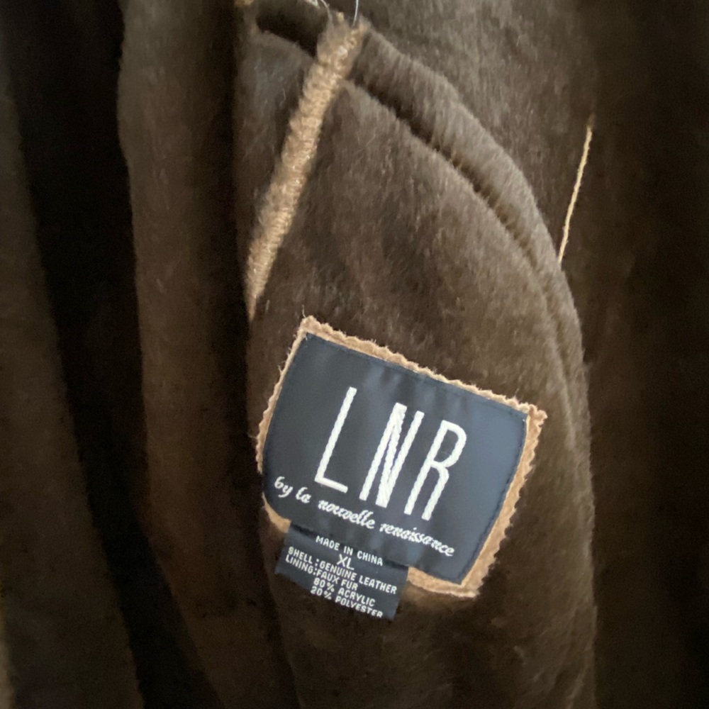 Suede Leather Faux Fur Lined Coat Penny Lane L.N.R. size XL